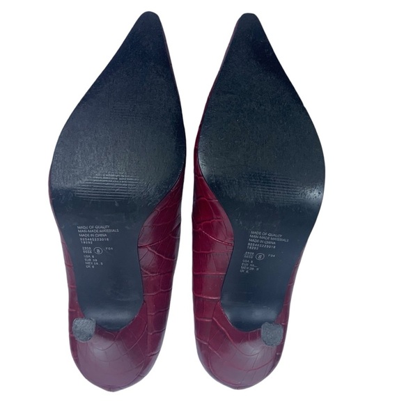 Expressions Pointy Toe Heels Faux Alligator Pumps 3.25 in Red Wine Women SZ 8 - Picture 3 of 16